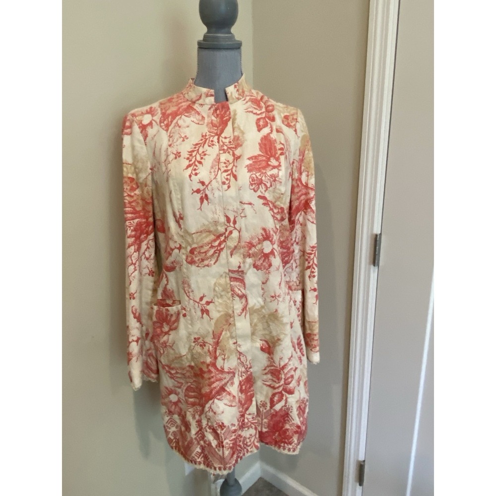 Sigrid Olsen Linen Toile Coat Medium Art To Wear R1